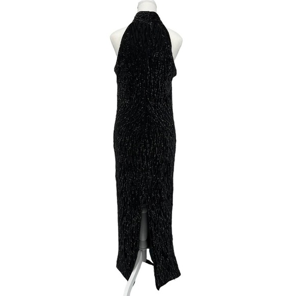 Vintage 90’s Mark & John by Sam Maxi Dress Sequin Black Silk High Neck XL - Picture 2 of 9